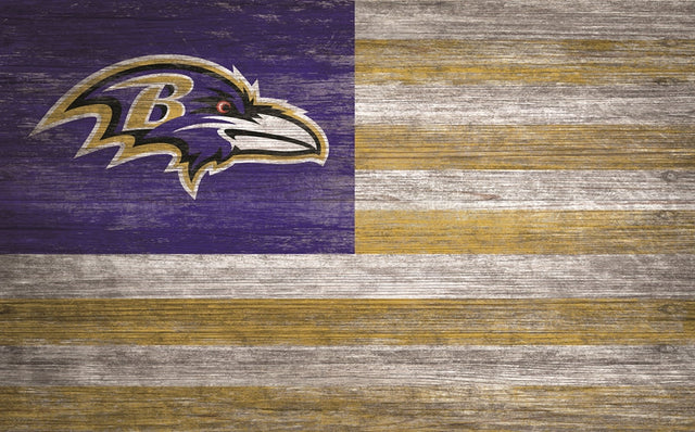 Ravens 11'' x 19'' Distressed Flag Sign