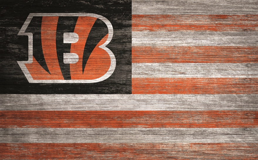 Bengals 11'' x 19'' Distressed Flag Sign