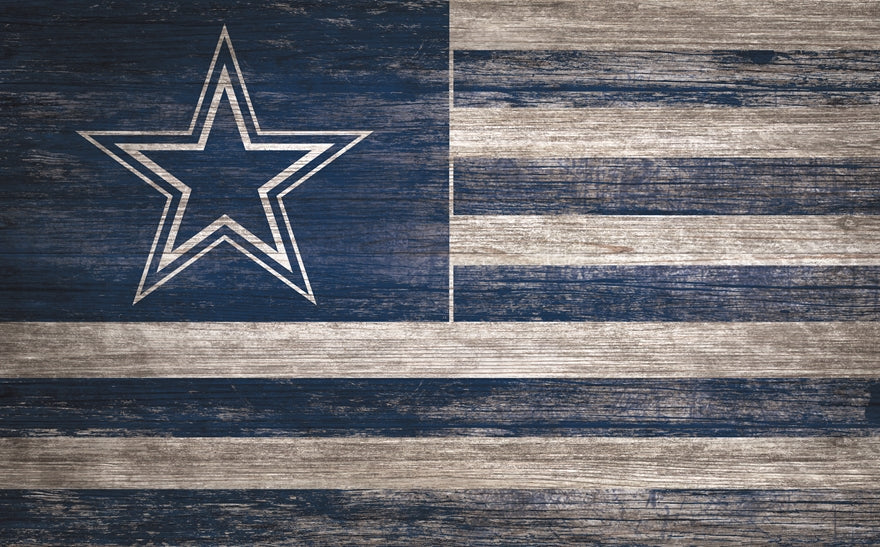 Cowboys 11'' x 19'' Distressed Flag Sign