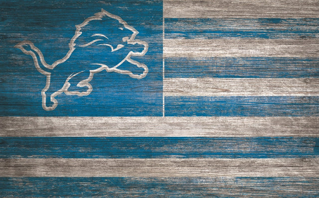 Lions 11'' x 19'' Distressed Flag Sign