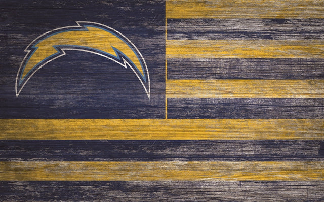 Chargers 11'' x 19'' Distressed Flag Sign
