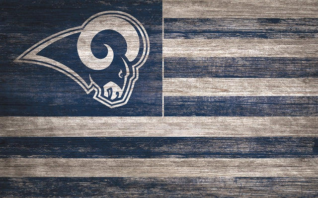 Rams 11'' x 19'' Distressed Flag Sign