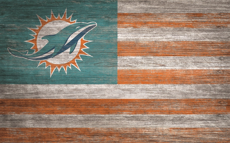 Dolphins 11'' x 19'' Distressed Flag Sign