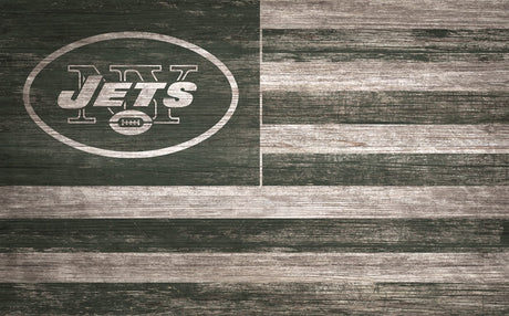 Jets 11'' x 19'' Distressed Flag Sign