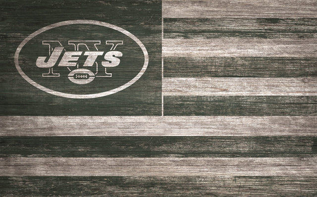 Jets 11'' x 19'' Distressed Flag Sign