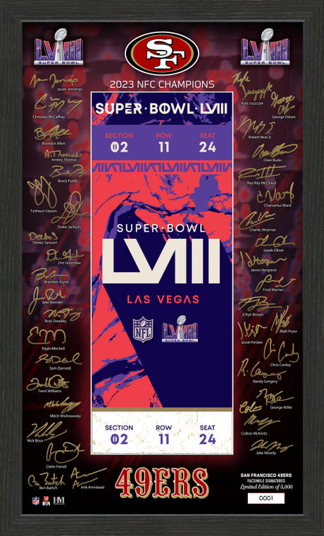 San Francisco 49ers NFC Champions Super Bowl LVIII Signature Ticket Frame