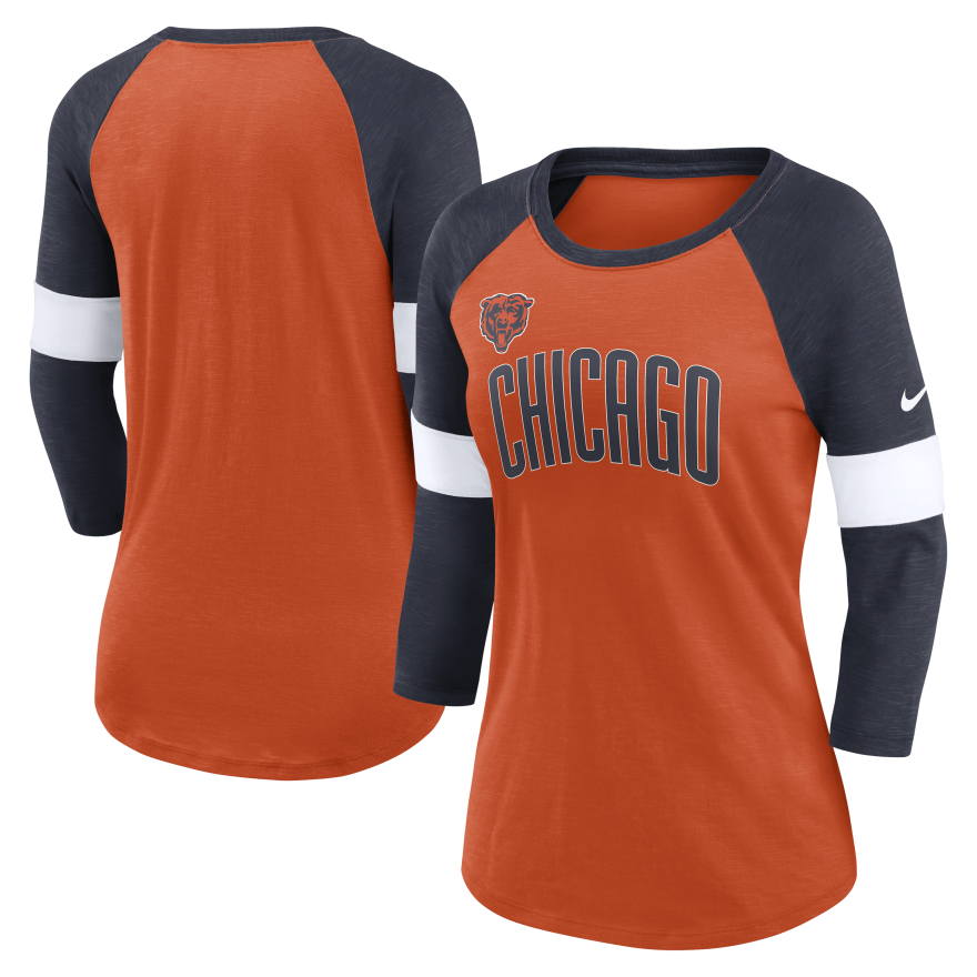 Bears Nike Womens Slub Raglan Long Sleeve T Shirt Pro Football Hall Of Fame 7500