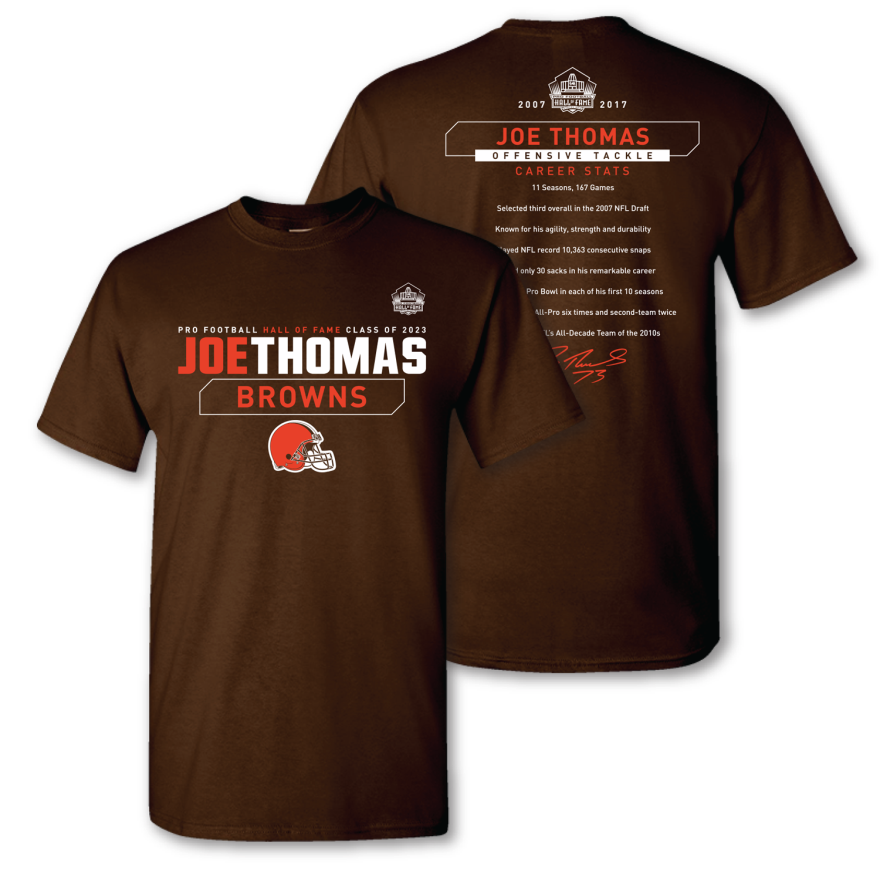 Browns Joe Thomas Class of 2023 Stat T-Shirt – Pro Football Hall of Fame