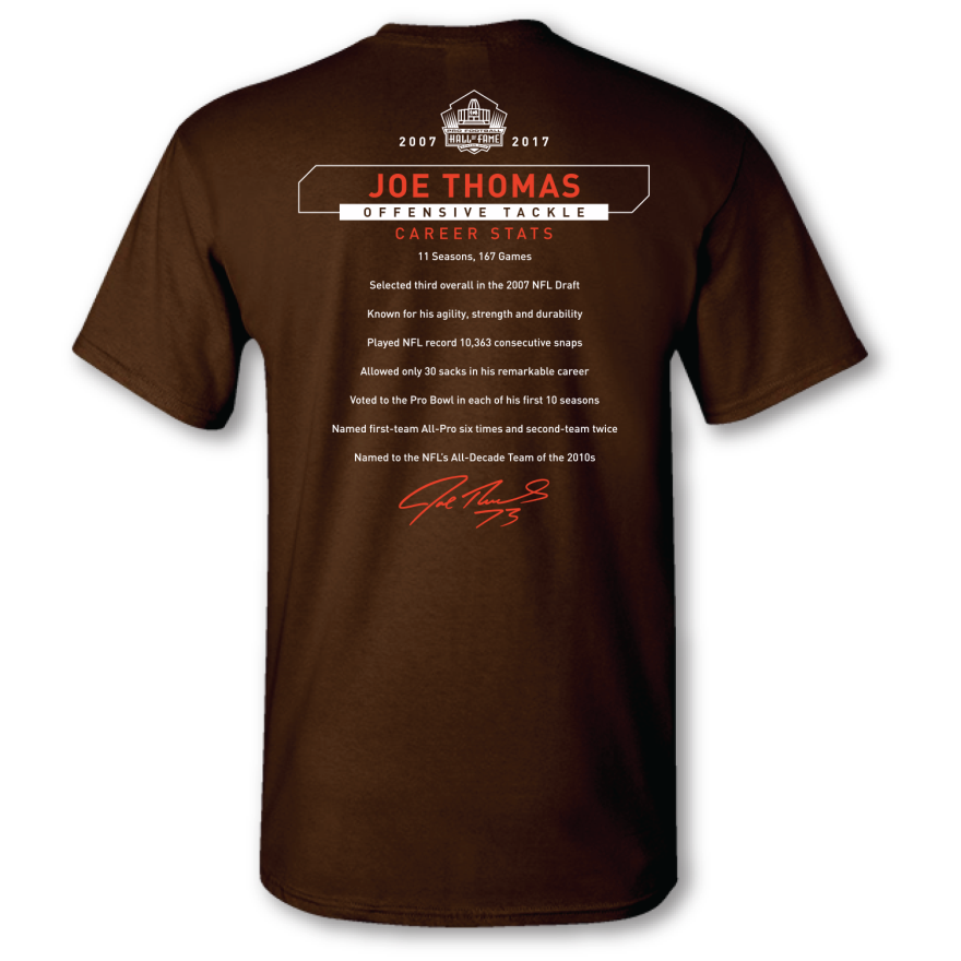 Browns Joe Thomas Class of 2023 Stat T-Shirt – Pro Football Hall of Fame