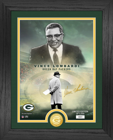 Green Bay Packers Vince Lombardi NFL Legends Bronze Coin Photo Mint