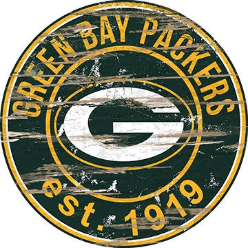 Packers Established Date Distressed Round Wall Art