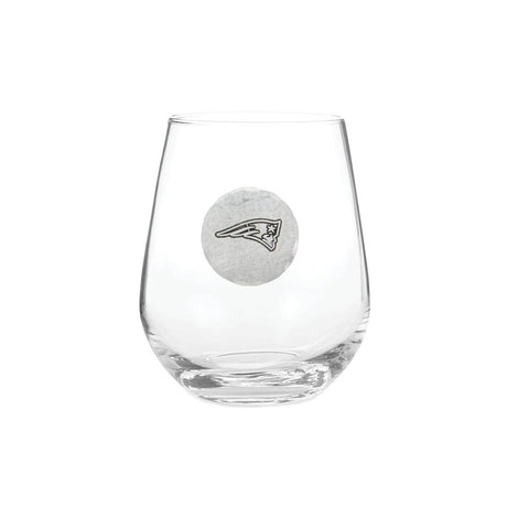 New England Patriots 2-Piece Stemless Wine Glass Set with Collectible Box