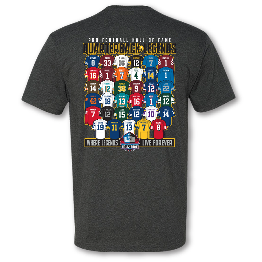 Hall Of Fame Quarterback Legends T-Shirt - Charcoal