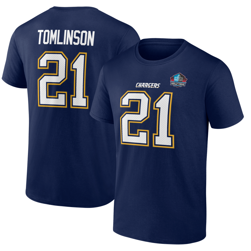 Chargers LaDainian Tomlinson Hall of Fame Name and Number T Shirt Pro Football Hall of Fame