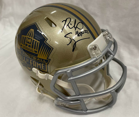 Richard Seymour Class of 2022 Autographed Hall of Fame Gold Mini Helmet With HOF Inscription