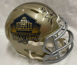 Richard Seymour Class of 2022 Autographed Hall of Fame Gold Mini Helmet With HOF Inscription