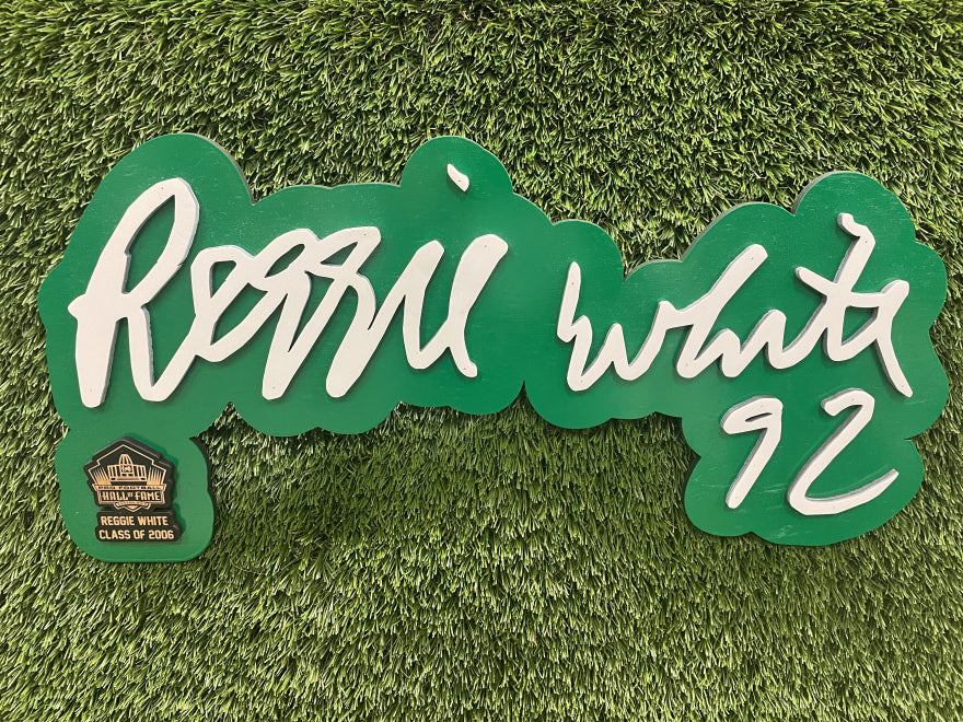 Reggie White Eagles 3D Signature Color Wall Sign