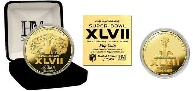 Super Bowl XLVII (47) Goldplate Flip Coin