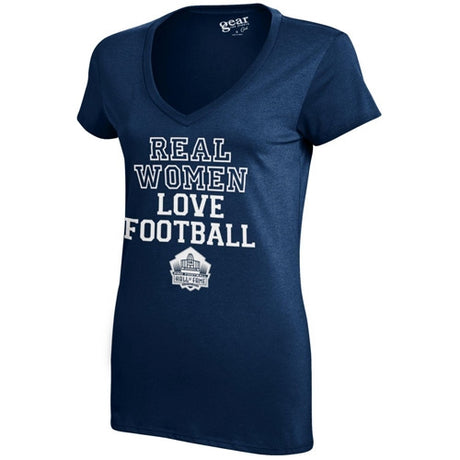 Hall of Fame Real Women Love Football T-Shirt- Navy