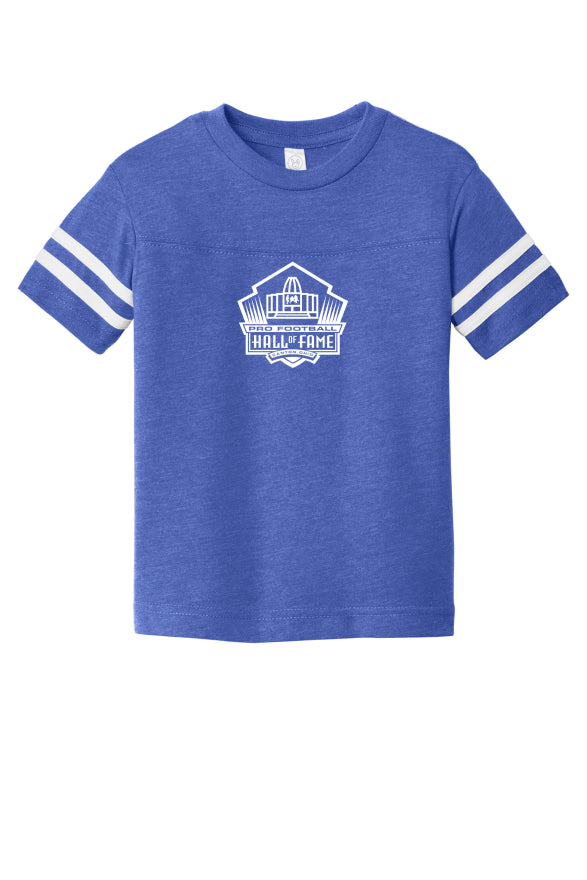 Hall of Fame Toddler Football Stripes T-shirt- Royal/White