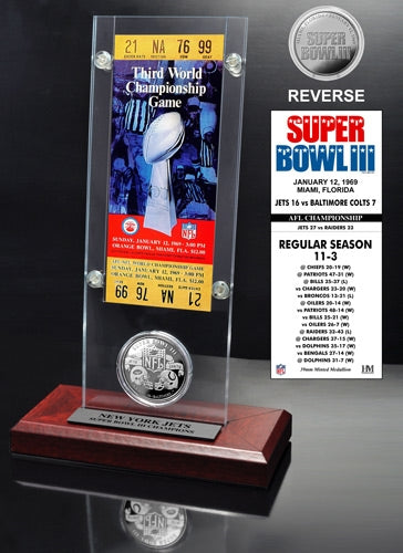 Super Bowl III Ticket & Game Coin Collection