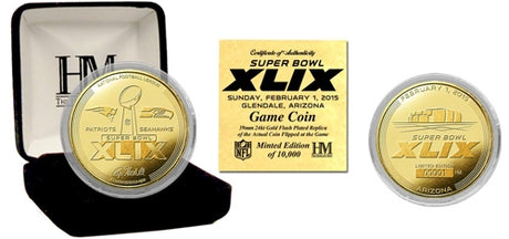 Super Bowl XLIX (49) Goldplate Flip Coin