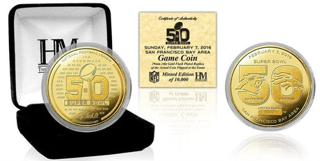 Broncos vs. Eagles Highland Mint Super Bowl 50 Dueling Goldplate Coin