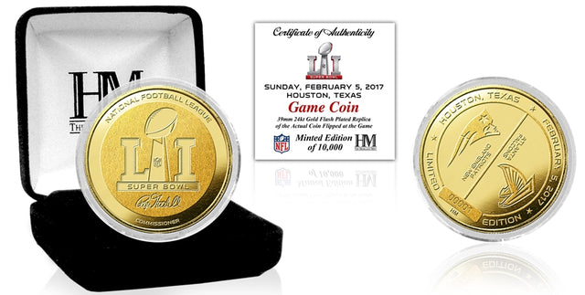 Patriots vs. Falcons Highland Mint Super Bowl LI Dueling Goldplate Flip Coin (SB51F4GMK)