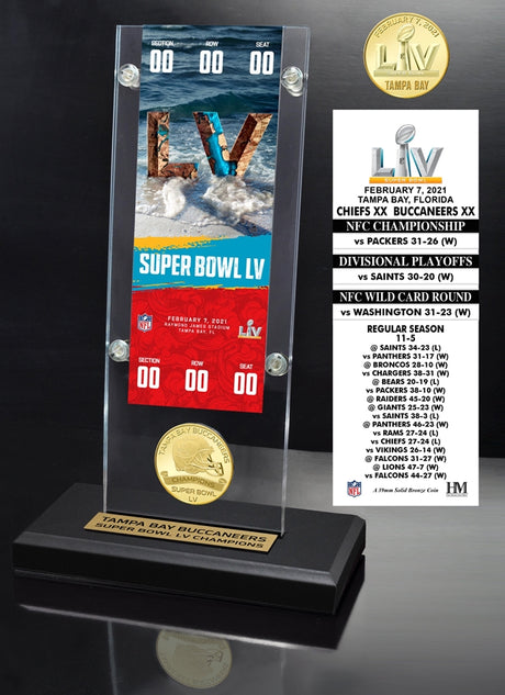 Buccaneers Super Bowl LV Champions Bronze Coin Ticket Acrylic