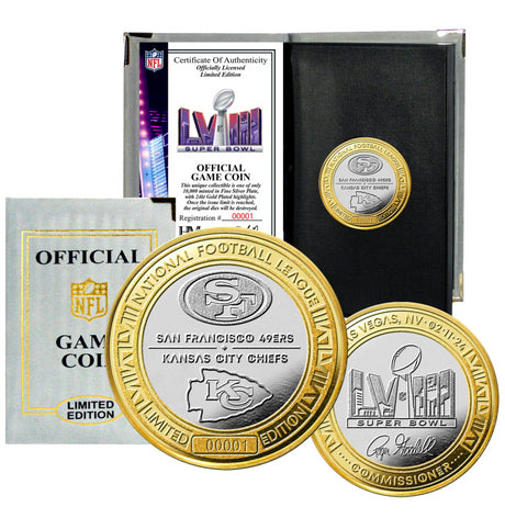 Super Bowl LVIII (58) Dueling Chiefs vs 49ers Gold and Silver 2-Tone Flip Coin