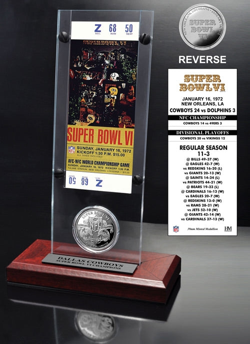 Super Bowl VI Ticket & Game Coin Collection