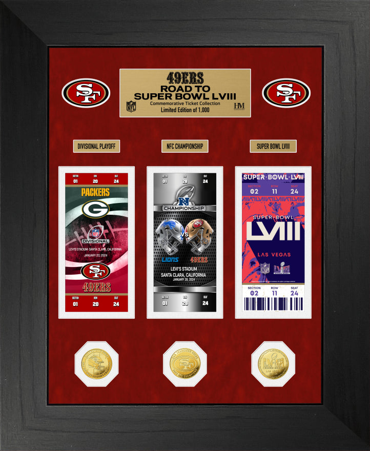 San Francisco 49ers NFC Champions Super Bowl LVIII Deluxe Ticket and Gold Coin Photo Mint