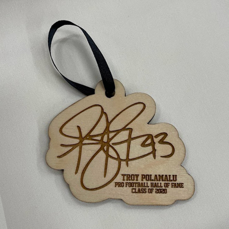 Troy Polamalu Wood Signature Ornament
