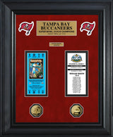 Buccaneers Super Bowl Ticket and Game Coin Collection Framed