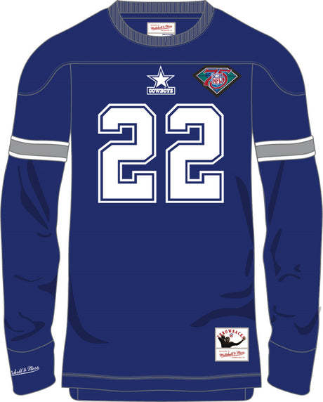 Cowboys Emmitt Smith Mitchell & Ness Name & Number Long Sleeve Tee