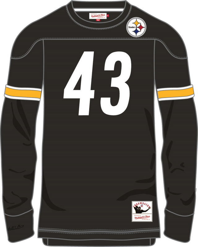 Steelers Troy Polamalu Mitchell & Ness Name & Number Long Sleeve Tee