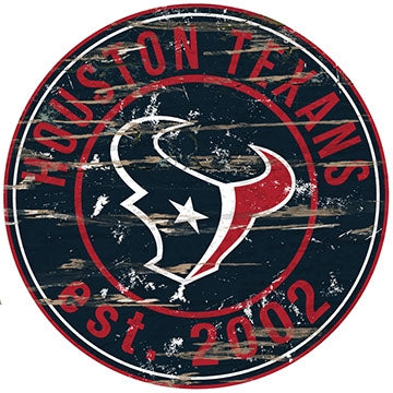 Texans Established Date Distressed Round Wall Art