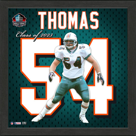 Dolphins Zach Thomas Class of 2023 Hall of Fame Impact Jersey Frame