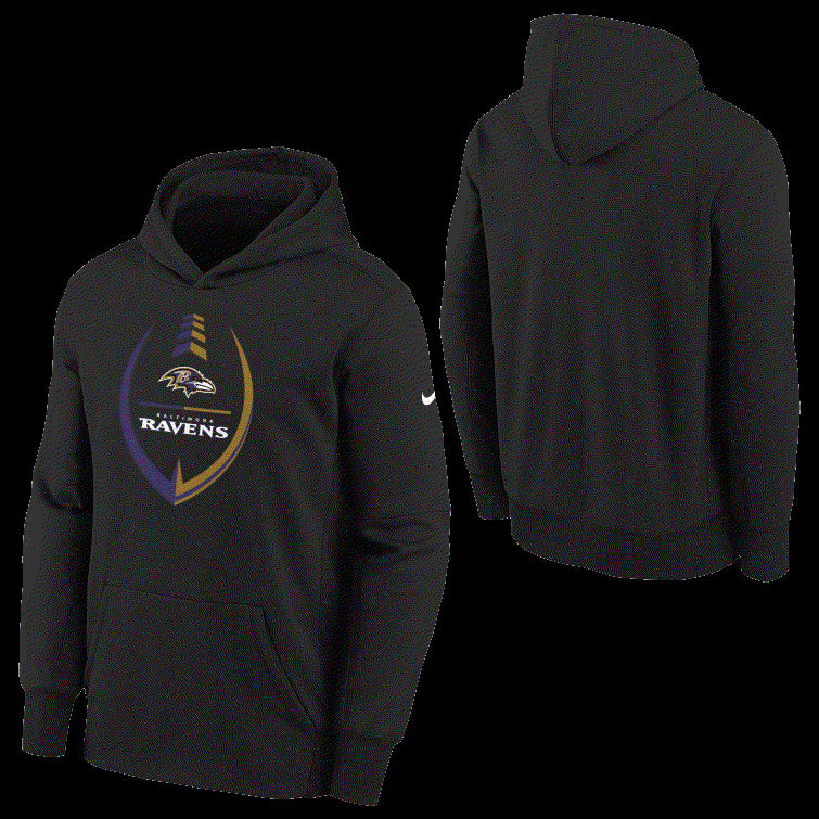 Ravens Youth Nike Icon Performance Pullover Hoodie