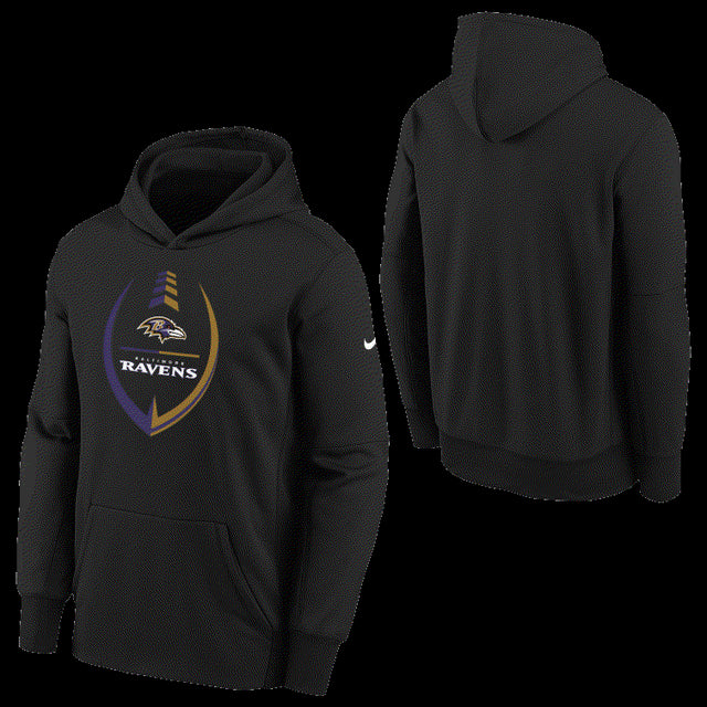 Ravens Youth Nike Icon Performance Pullover Hoodie