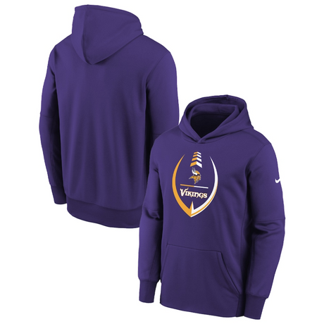 Vikings Youth Nike Icon Performance Pullover Hoodie