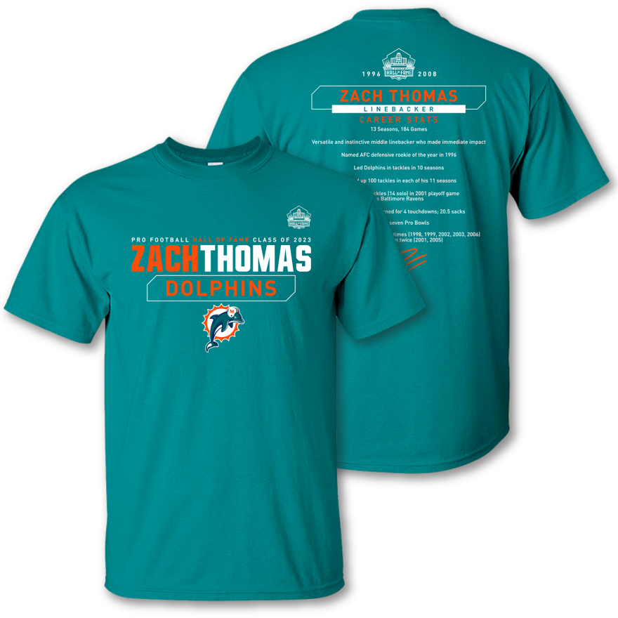 Dolphins Zach Thomas Class of 2023 Stat Tee