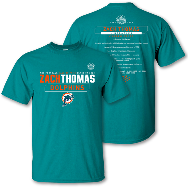 Dolphins Zach Thomas Class of 2023 Stat Tee