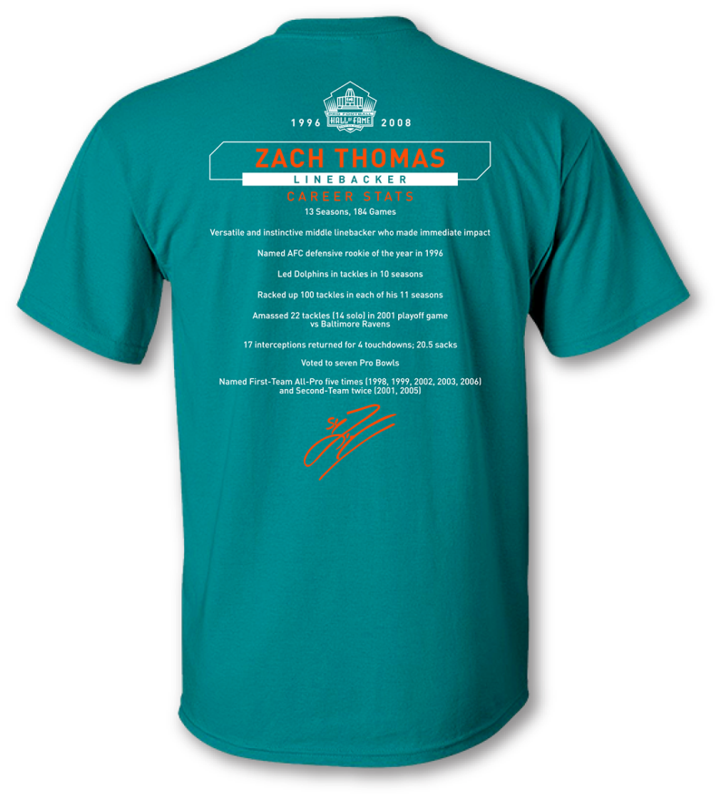 Dolphins Zach Thomas Class of 2023 Stat Tee