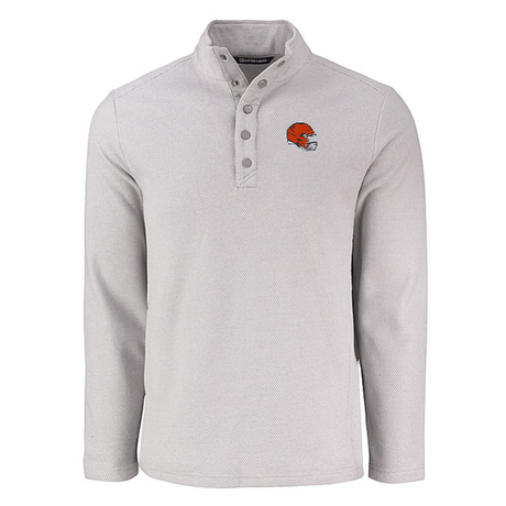Browns Cutter and Buck Men's Grey Hunts Point Eco Fleece Snap Pullover