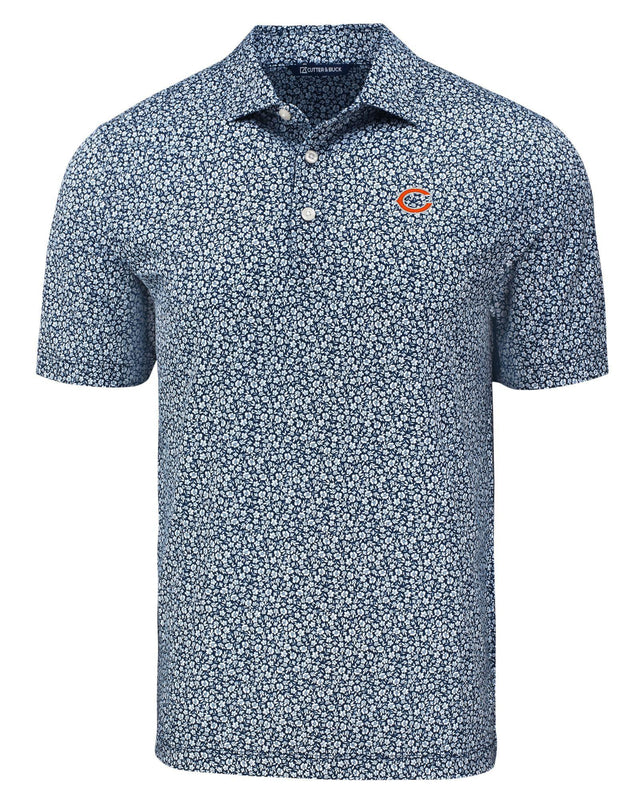 Bears Cutter and Buck Men's Navy Pike Eco Flora Print Polo