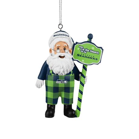 Seahawks Santa Overalls Ornament