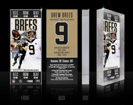 Drew Brees Class of 2026 Hall of Fame Induction Ticket Acrylic Block