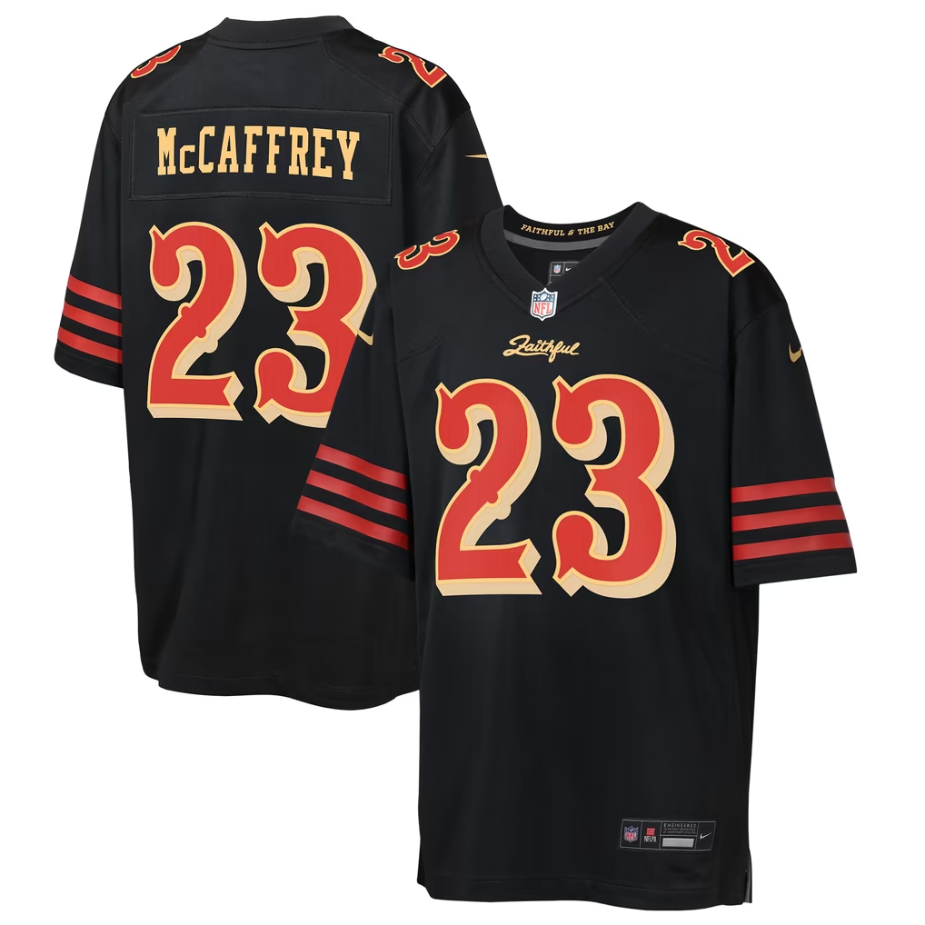 49ers Christian McCaffrey 2025 Nike Youth Rivalry Jersey Pro Football Hall of Fame