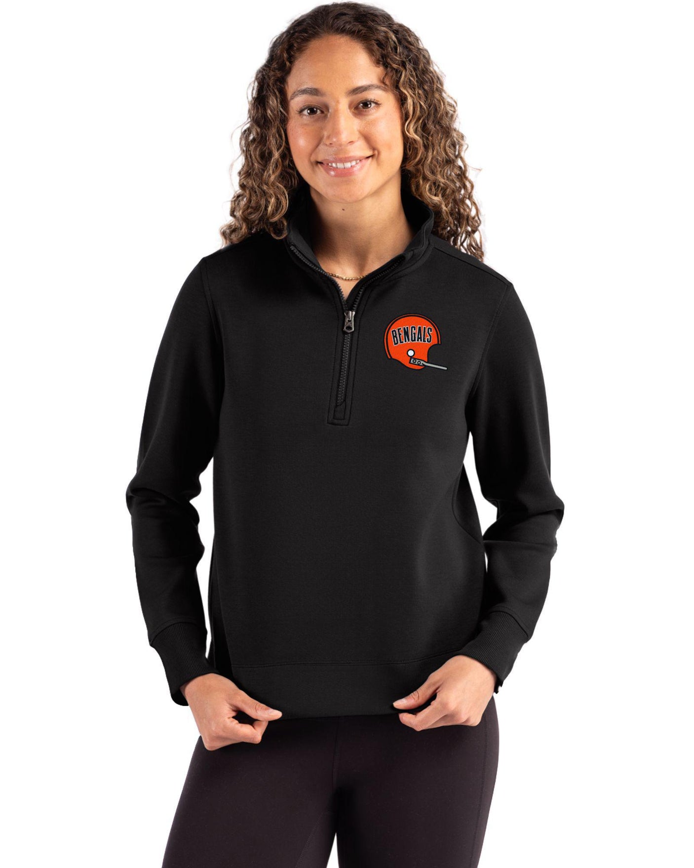 Bengals Cutter & Buck Women's Roam Eco Quarter Zip Pullover
